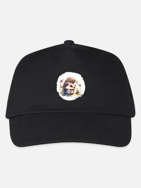 Igel Aquarell - Kinder Basecap - Schwarz