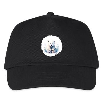 Eisbär Aquarell - Kinder Basecap - Schwarz - Vorne