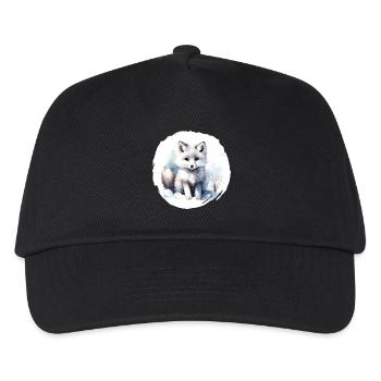 Polarfuchs Aquarell - Kinder Basecap - Schwarz - Vorne