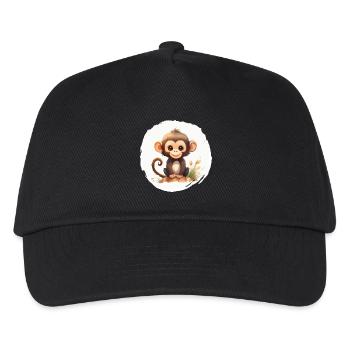 Affe Aquarell - Kinder Basecap - Schwarz - Vorne