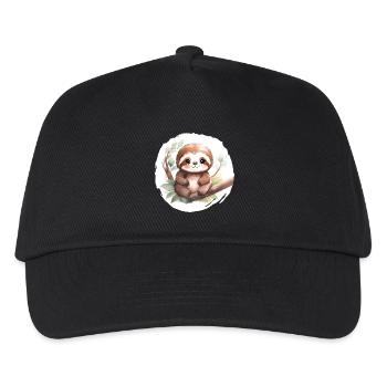 Faultier Aquarell - Kinder Basecap - Schwarz - Vorne