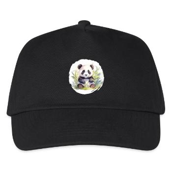 Aquarell Pandabär - Kinder Basecap - Schwarz - Vorne