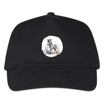 Aquarell Zebra - Kinder Basecap - Schwarz - Vorne