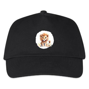 Aquarell Löwe - Kinder Basecap - Schwarz - Vorne