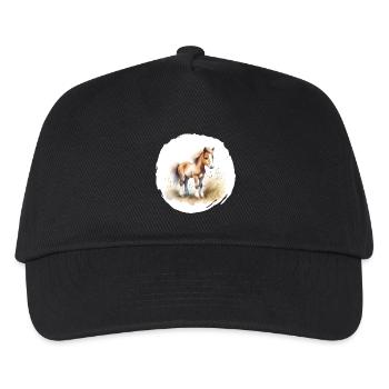 Fohlen Aquarell - Kinder Basecap - Schwarz - Vorne