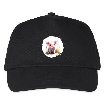 Ferkel Aquarell - Kinder Basecap - Schwarz - Vorne