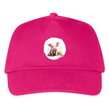 Ferkel Aquarell - Kinder Basecap - Fuchsia - Vorne