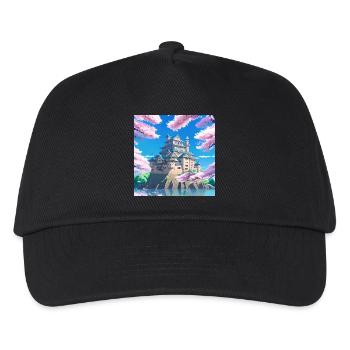 Château japonais entouré de cerisiers en fleurs - Casquette de baseball Enfant - noir - Devant