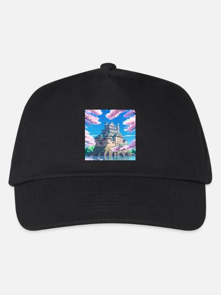Japanese Castle surrounded by Cherry Blossom Trees - Kids’ Baseball Cap - black