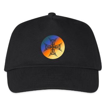 Roundel Tribal Cross T-Shirt mit buntem Farbverlauf - Kinder Basecap - Schwarz - Vorne