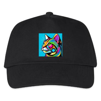 Katze Pop Art - Kinder Basecap - Schwarz - Vorne