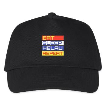 EAT SLEEP HELAU REPEAT Design - Kinder Basecap - Schwarz - Vorne