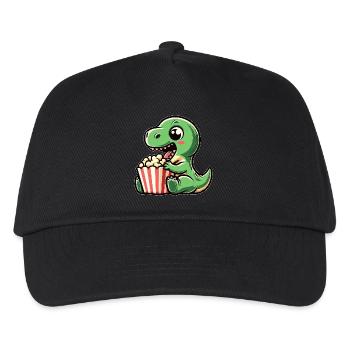 Dino with popcorn, carnival in the cinema - Kids’ Baseball Cap - black - Front