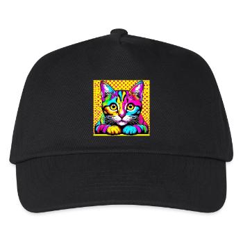 Katze Pop Art - Kinder Basecap - Schwarz - Vorne