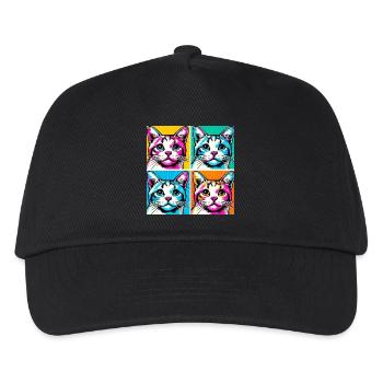 Katze Pop Art - Kinder Basecap - Schwarz - Vorne