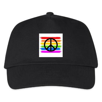 Peacezeichen auf LGBT Regenbogenfahne - Kinder Basecap - Schwarz - Vorne