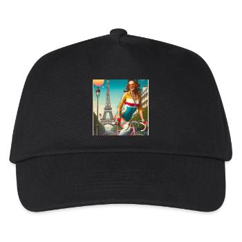 Paris Retro Radfahrer-Pinup - Kinder Basecap - Schwarz - Vorne