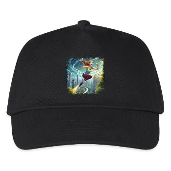 Sportliche Frau | running women - Kinder Basecap - Schwarz - Vorne
