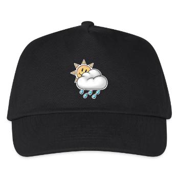 Fröhliche Sonne mit Wolkenregen - Kinder Basecap - Schwarz - Vorne