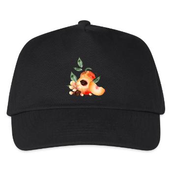 Pfirsichhälfte,Pfirsiche,Pfirsich,-blüten und keil - Kinder Basecap - Schwarz - Vorne