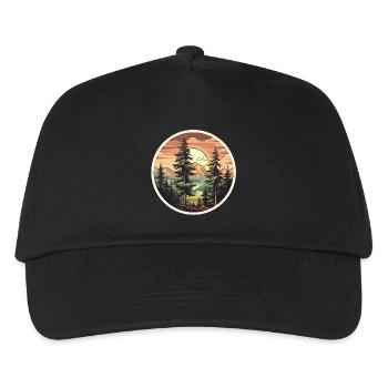 Tanne im Sonnenuntergang – Natur Design - Kinder Basecap - Schwarz - Vorne