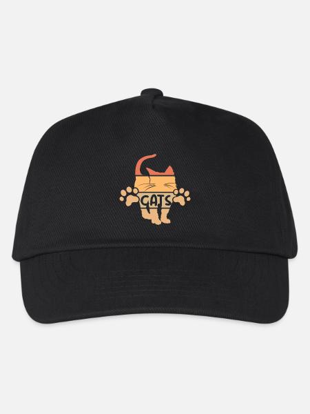 retro Katze Grafik Katzen vintage Symbol Pfoten - Kinder Basecap - Schwarz