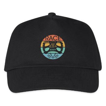 retro car racing steering wheel racing vintage race - Kids’ Baseball Cap - black - Front