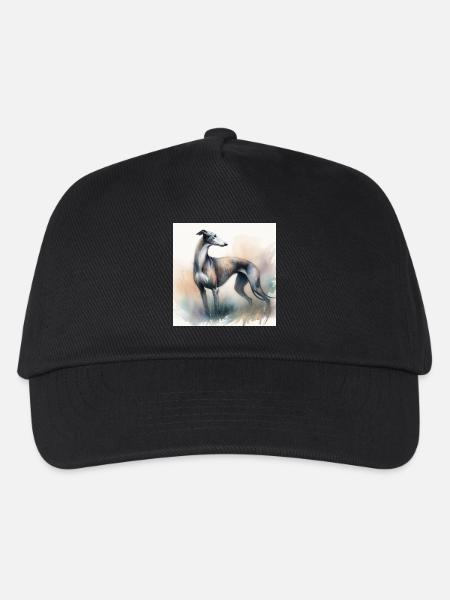 Aquarell Greyhound - Kinder Basecap - Schwarz