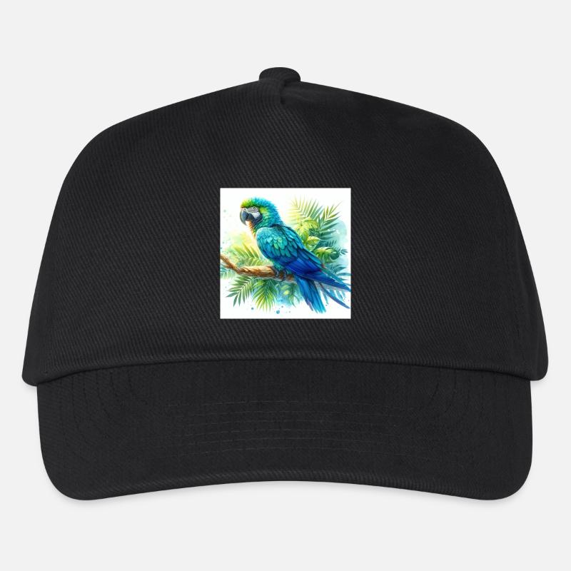 Aquarell Blauer Ara - Kinder Basecap - Schwarz