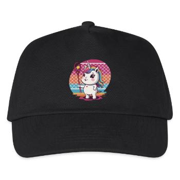 Tennis Einhorn - Kinder Basecap - Schwarz - Vorne
