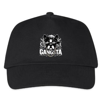 Boston Terrier Gangsta Gangster Hund Geschenk - Kinder Basecap - Schwarz - Vorne