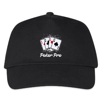 Casino Kartenspiel Profispieler Statement Poker - Kinder Basecap - Schwarz - Vorne