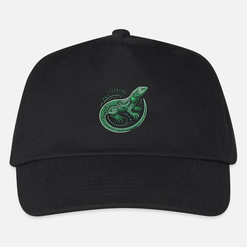 Eidechsen-Grüntöne, Aborigine-Motive, Tribal - Kinder Basecap - Schwarz