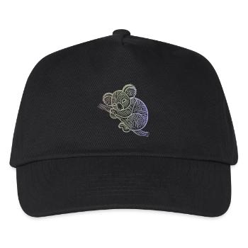 Koala in Aborigine-Mustern, Stammesmuster - Kinder Basecap - Schwarz - Vorne