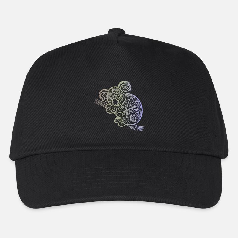Koala in Aborigine-Mustern, Stammesmuster - Kinder Basecap - Schwarz