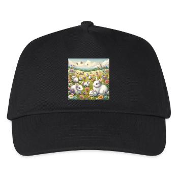 Lapins dans un champ de fleurs - Casquette de baseball Enfant - noir - Devant