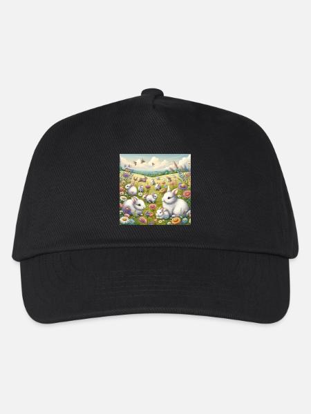 Kaninchen in einem Blumenfeld - Kinder Basecap - Schwarz