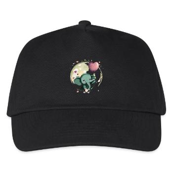 Süßes Elefantenbaby mit Luftballon - Geschenkidee - Kinder Basecap - Schwarz - Vorne