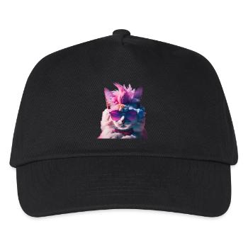 Punkrock Katzenshirt Irokese Geschenkidee Geschenk - Kinder Basecap - Schwarz - Vorne