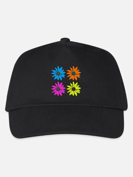 Blumen Pop Art vier Farben - Kinder Basecap - Schwarz