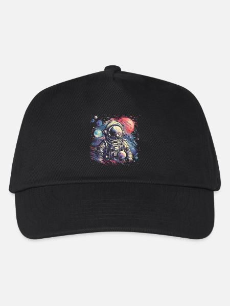 Cooler Astronaut im Retro Look - Kinder Basecap - Schwarz