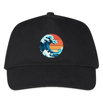 Japanische Welle - Kinder Basecap - Schwarz - Vorne