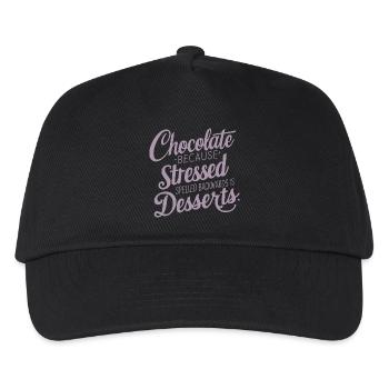 Schokolade Dessert Stress Spruch Lustig Nachtisch - Kinder Basecap - Schwarz - Vorne