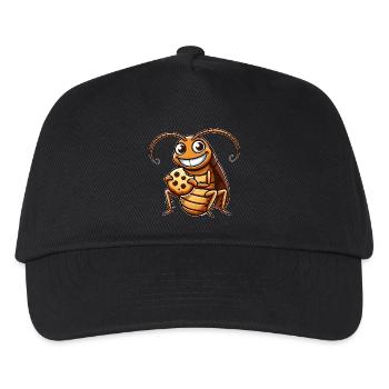 Lustige Kakerlake mit Keks Cartoon Nachtisch - Kinder Basecap - Schwarz - Vorne