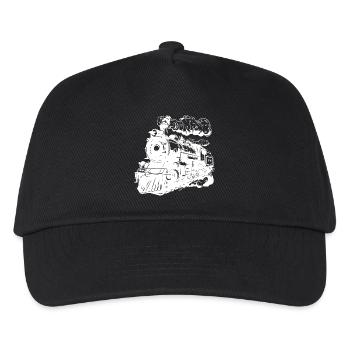 Lokomotive Grafik - Kinder Basecap - Schwarz - Vorne