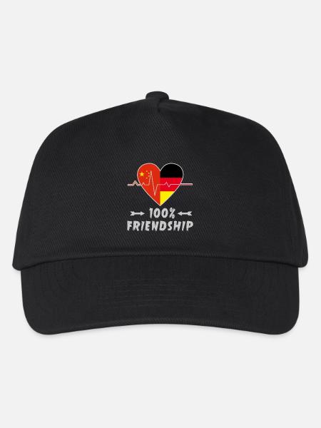 China und Deutschland 100% Freundschaft - Kinder Basecap - Schwarz