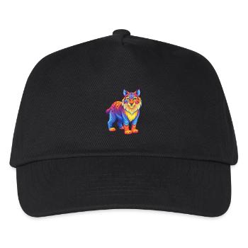 Bobcat Colorful Kawaii Cartoon Character Clipart - Kids’ Baseball Cap - black - Front