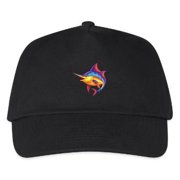 Schwertfisch Buntes Kawaii Cartoon Meerestier - Kinder Basecap - Schwarz - Vorne