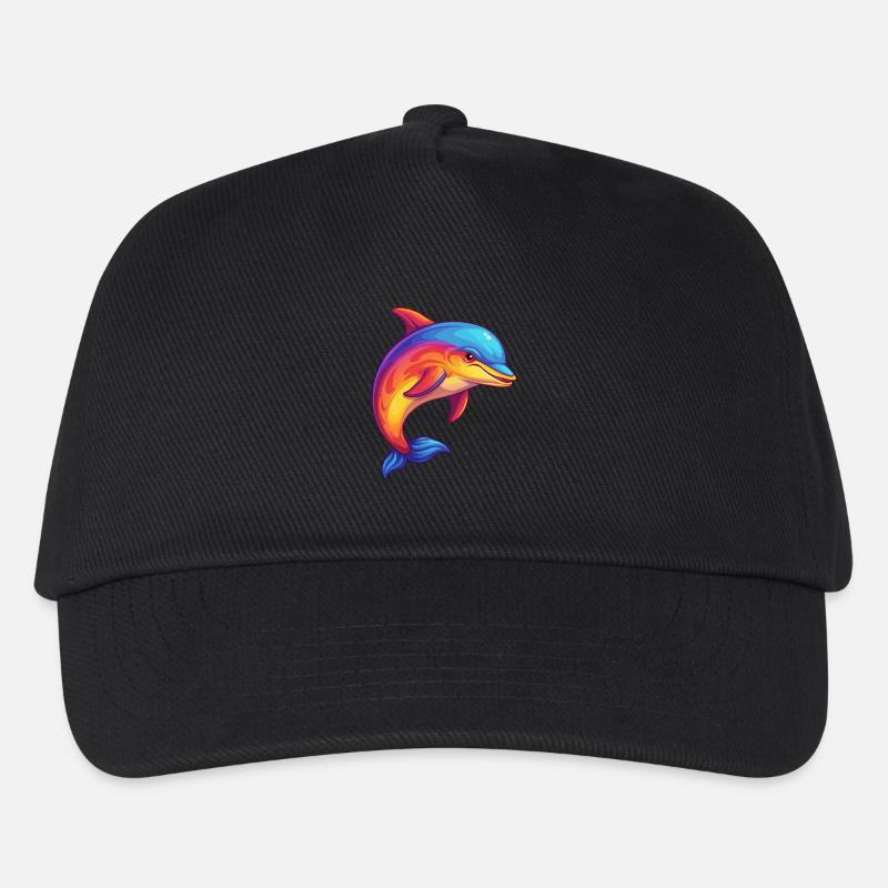 Delfin Bunt Kawaii Cartoon Meerestier - Kinder Basecap - Schwarz