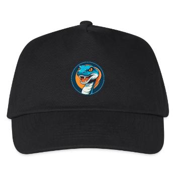 Anaconda Niedliches Kawaii Cartoon Tier Haustier Logo - Kinder Basecap - Schwarz - Vorne